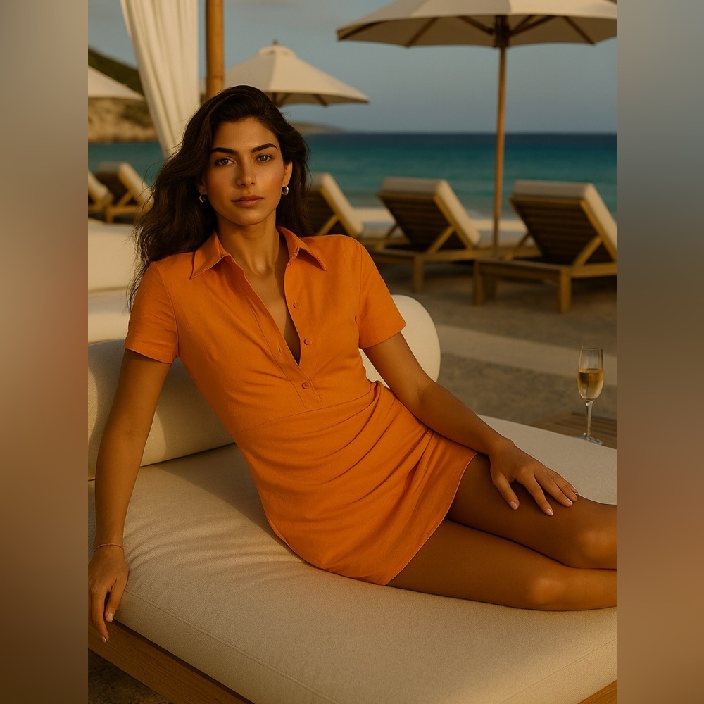 Jacquemus La Robe Camisa Dress | Tangerine Cutout Shirt Dress | Designer Mini